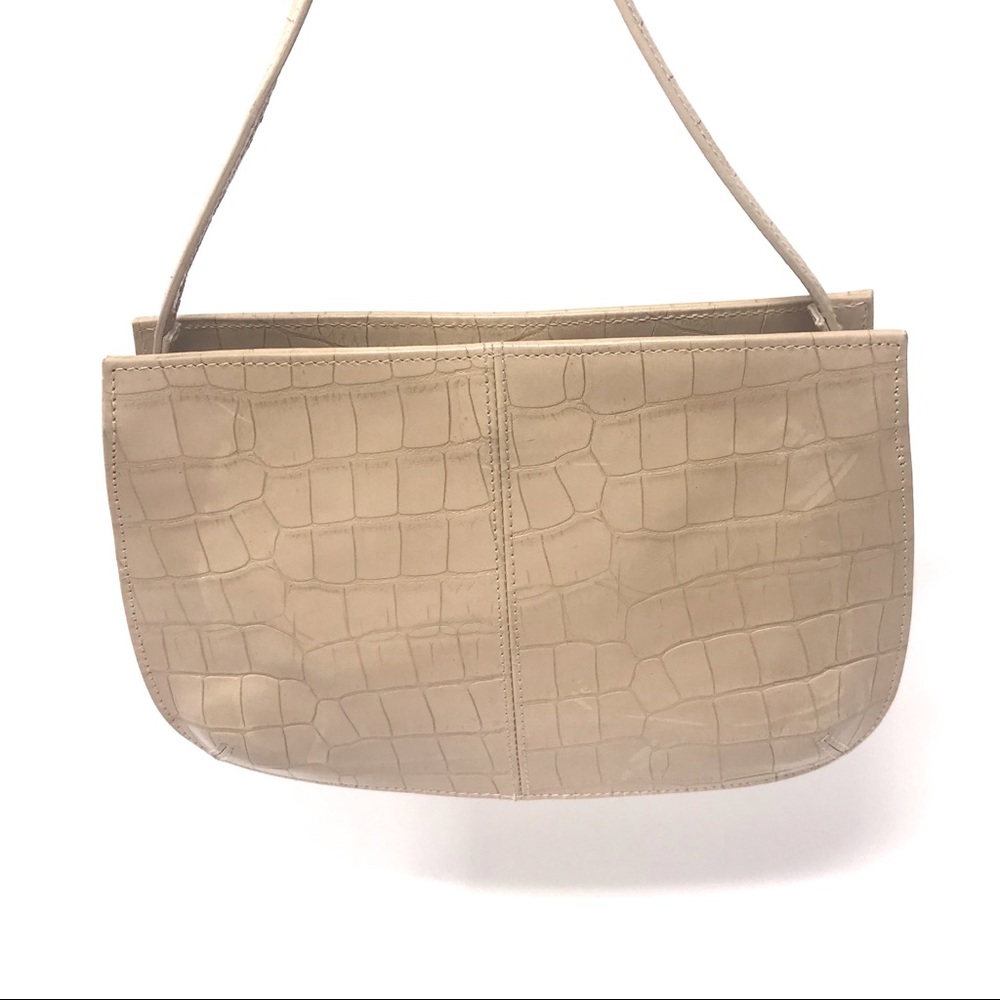 Small crocodile embossed leather shoulder bag